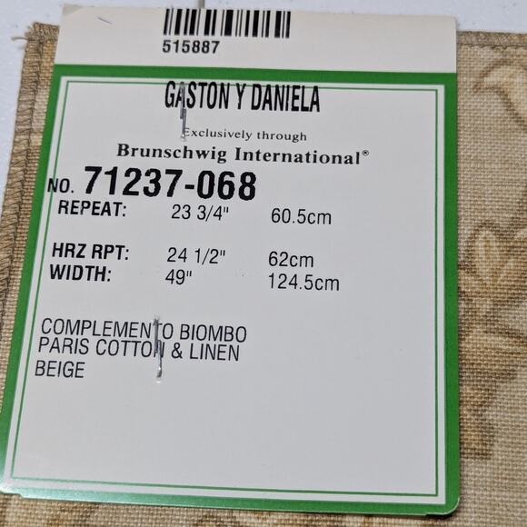 Vintage Gaston Y Daniela Complemento Biombo Paris Cotton & Linen Fabric Remnant - Picture 4 of 5